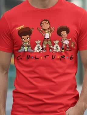 Red Cartoon Boondocks 'CULTURE' Graphic Tee
